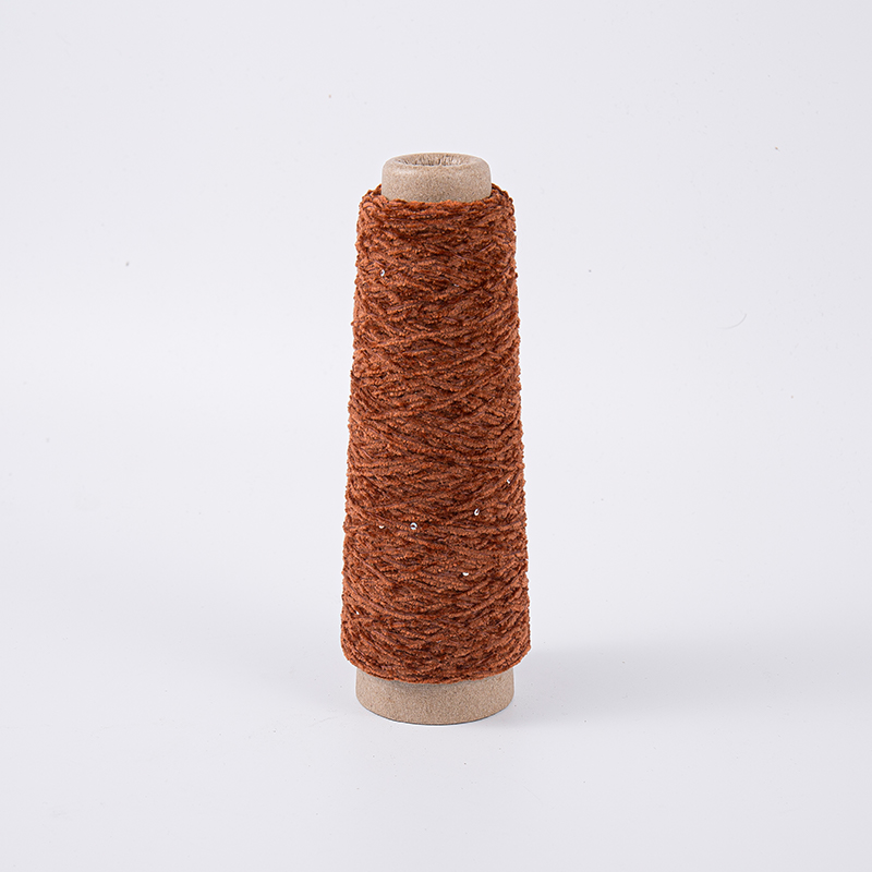 Fio de paillette de poliéster de chenille marrom marrom marrom